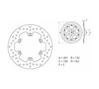 Brembo Dischi freno rigidi omologati ECE R90 ANT+POS, 267 MM,FISSO,ABE