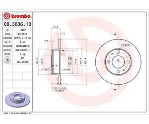 BREMBO disco freno 08.3636.10 pieno diametro 227 spessore 10,8 mm 4 fori