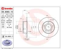 BREMBO disco freno 08.9083.11 pieno diametro 245 spessore 10 mm 5 fori