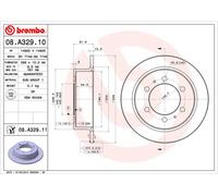 Brembo Disco freno 08.A329.11 Posteriore con verniciatura UV – Set di 2
