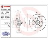 BREMBO disco freno 08.B391.27 pieno diametro 260 spessore 8 mm 5 fori