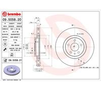 BREMBO disco freno 09.5058.21 ventilato diametro 284 spessore 22 mm 5 fori