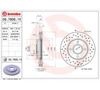 BREMBO disco freno 09.7806.1X ventilato diametro 258 spessore 22 mm 4 fori