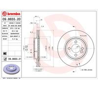 Brembo Disco freno 09.8655.21 - Anteriore, ventilazione interna, verniciatura UV - Set di 2