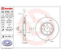 Disco Freno Brembo 09876010 Per Auto Peugeot