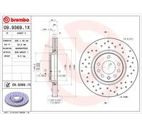 BREMBO disco freno 09.9369.1X ventilato diametro 308 spessore 25 mm 5 fori