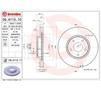 BREMBO disco freno 09.A113.11 ventilato diametro 296 spessore 24 mm 5 fori