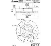 BREMBO disco freno 09.A353.11 ventilato diametro 330 spessore 32 mm 5 fori