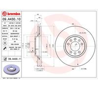 BREMBO disco freno 09.A430.10 ventilato diametro 304 spessore 28 mm 5 fori