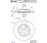 BREMBO disco freno 09.B344.41 ventilato diametro 295 spessore 28 mm 5 fori