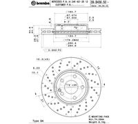 Disco freno BREMBO 09B43651 anteriore, ventilato, altamente carbonizzato, 1 Pezzo