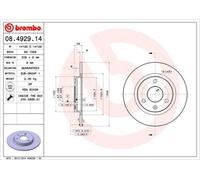 Disco freno BREMBO 08.4929.14, anteriore, completo, 1 pezzo