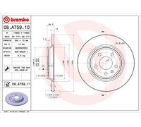 Disco freno BREMBO 08A75911 posteriore, pieno, 1 Pezzo