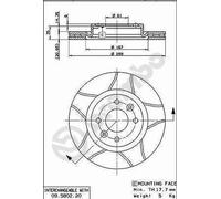 Disco freno BREMBO Max 09.5802.76, anteriore, fessura, ventilato, 1 Pezzo