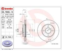 Disco Freno Brembo 09780614 Per Ford, Mazda