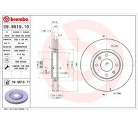 Brembo Coppia dischi freno 09.9619.10 Ø283 mm Anteriore Spessore 26 mm per Citroën Berlingo