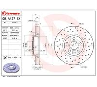 Disco freno BREMBO 09A4271X anteriore, perforato, ventilato, perforato, 1 Pezzo