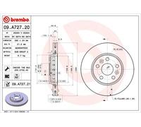 Disco freno BREMBO 09A72721 anteriore, ventilato, altamente carbonizzato, 1 Pezzo