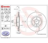 Disco freno BREMBO 09C13811 anteriore, ventilato, 1 Pezzo