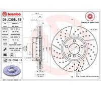 Disco freno BREMBO 09C39813 anteriore, ventilato, fessura, altamente carbonizzato, 1 Pezzo
