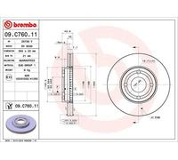 Disco freno BREMBO 09C76011 anteriore, ventilato, 1 Pezzo