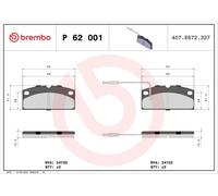 BREMBO Kit pastiglie freni Anteriore per MICROCAR Virgo Hatchback P 62 001