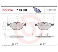 BREMBO P 06 058 Kit pastiglie freno, Freno a disco per BMW