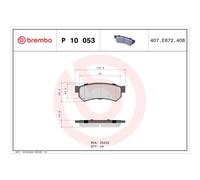 BREMBO P 10 053 Kit pastiglie freni