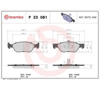 BREMBO P 23 081 Kit pastiglie freno, Freno a disco per FIAT