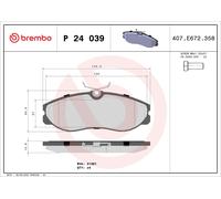 BREMBO P 24 039 Kit pastiglie freno, Freno a disco per FORD,LDV,NISSAN