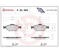 Set di pastiglie freno BREMBO P 24 055, anteriore