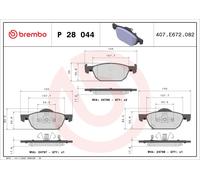 Kit pastiglie freno anteriore BREMBO P 28 044 per HONDA CIVIC 1.6 i-DTEC (FK3)