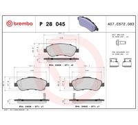 BREMBO P 28 045 Kit pastiglie freno, Freno a disco per HONDA