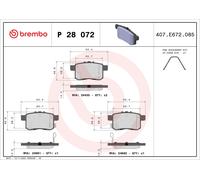 BREMBO P 28 072 Kit pastiglie freno, Freno a disco per ACURA,BYD,HONDA,HONDA (DO