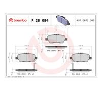 BREMBO P 28 094 Pastiglie freno posteriore per Elysion Stream Odyssey