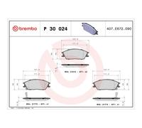 BREMBO pastiglie freno P30024 127,4x49 spessore 14,8 mm con avvisatore acustico