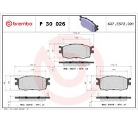 Set di pastiglie freno BREMBO P 30 026, anteriore