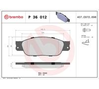 Brembo Kit Pastiglie Freno P36012