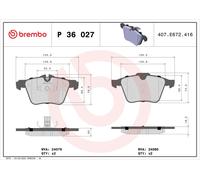 BREMBO P 36 027 Kit pastiglie freno, Freno a disco per JAGUAR
