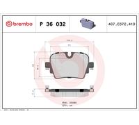 Pastiglie freno P 36 032 BREMBO per JAGUAR F-TYPE Cabriolet F-TYPE Coupé XJ