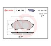 BREMBO P 49 027 Kit pastiglie freni