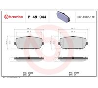 Brembo P 49 044 - Pastiglia Freno - Posteriore