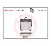 Brembo Kit pastiglie freno posteriori P50025 per Mercedes-Benz Classe E E 230 110 kW 95-97