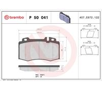 BREMBO P 50 041 Kit pastiglie freno, Freno a disco per MERCEDES-BENZ