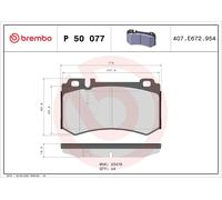 BREMBO P 50 077 Kit pastiglie freni Posteriore