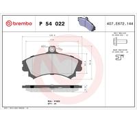 BREMBO P 54 022 Kit pastiglie freno, Freno a disco per MITSUBISHI,PROTON,VOLVO