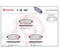 BREMBO P 59 087 Kit pastiglie freno, Freno a disco per HOLDEN,OPEL,VAUXHALL