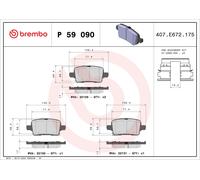 BREMBO P 59 090 Kit pastiglie freno, Freno a disco per BUICK (SGM),CADILLAC (SGM