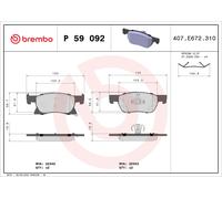 BREMBO P 59 092 Kit pastiglie freno, Freno a disco per CHEVROLET,HOLDEN,OPEL,VAU