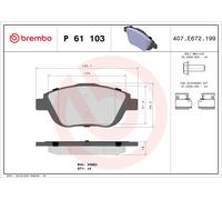Set di pastiglie freno, freno a disco BREMBO P 61 103